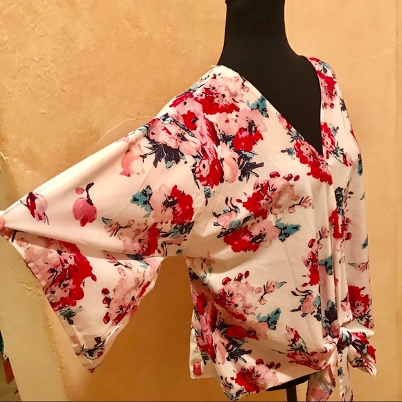 Tops - SALE! Floral Tie Front Blouse, Oversized